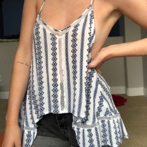 light blue high low tank top